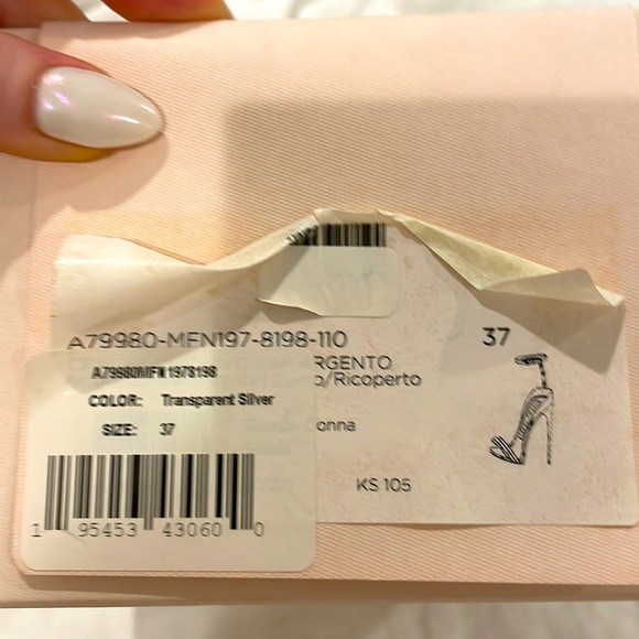 Brand New! NWT SERGIO ROSSI embossed leather silver and transparent heel. - Picture 8 of 8
